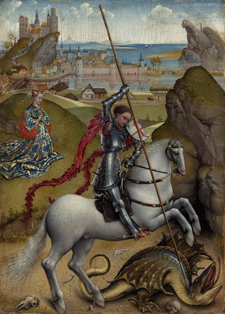 Painting of Saint George and the Dragon, by Rogier van der Weyden